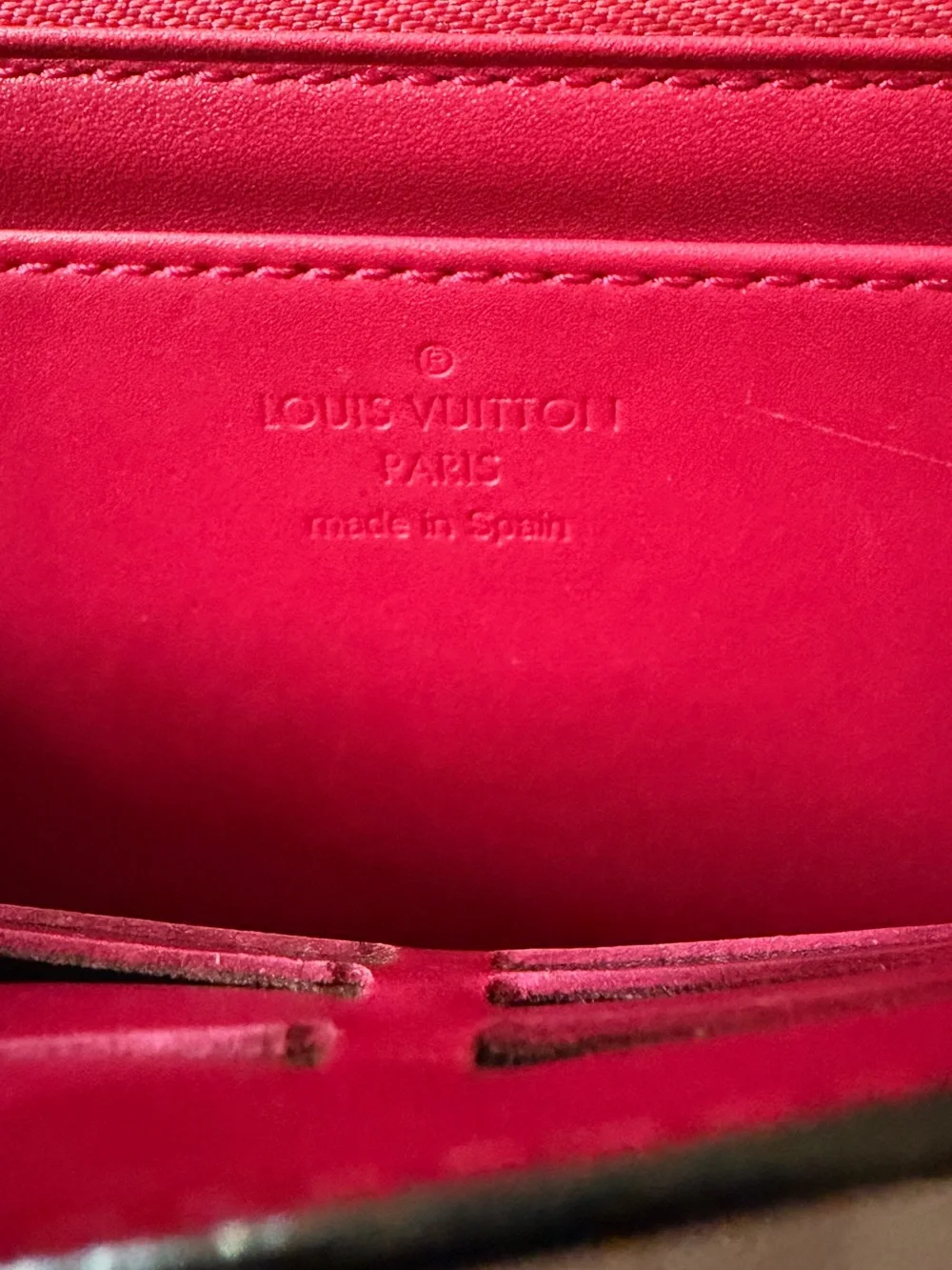 Authentic Louis Vuitton Red Vernis Long Wallet Gold LV Logo w/ Dust Bag & COA